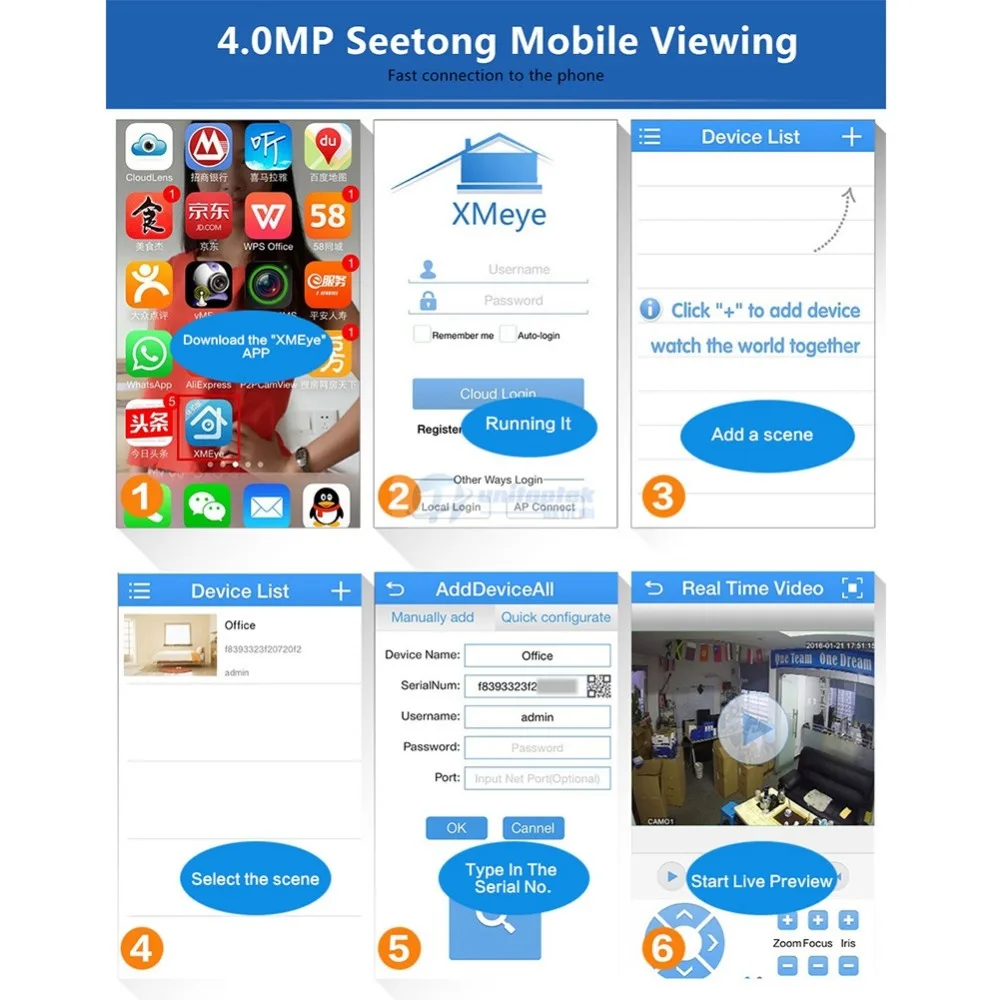 H.265 4MP/3MP IP Камера аудио сети 360 градусов панорамный 4.0MP ip-камера видеонаблюдения с