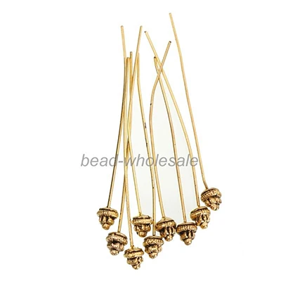 20pcs Retro Metal Long Rose Flower Half Ball Head Pins Antiqued Silver Gold Tone Diy Accessories For Jewelry Making Finding 55mm | Украшения