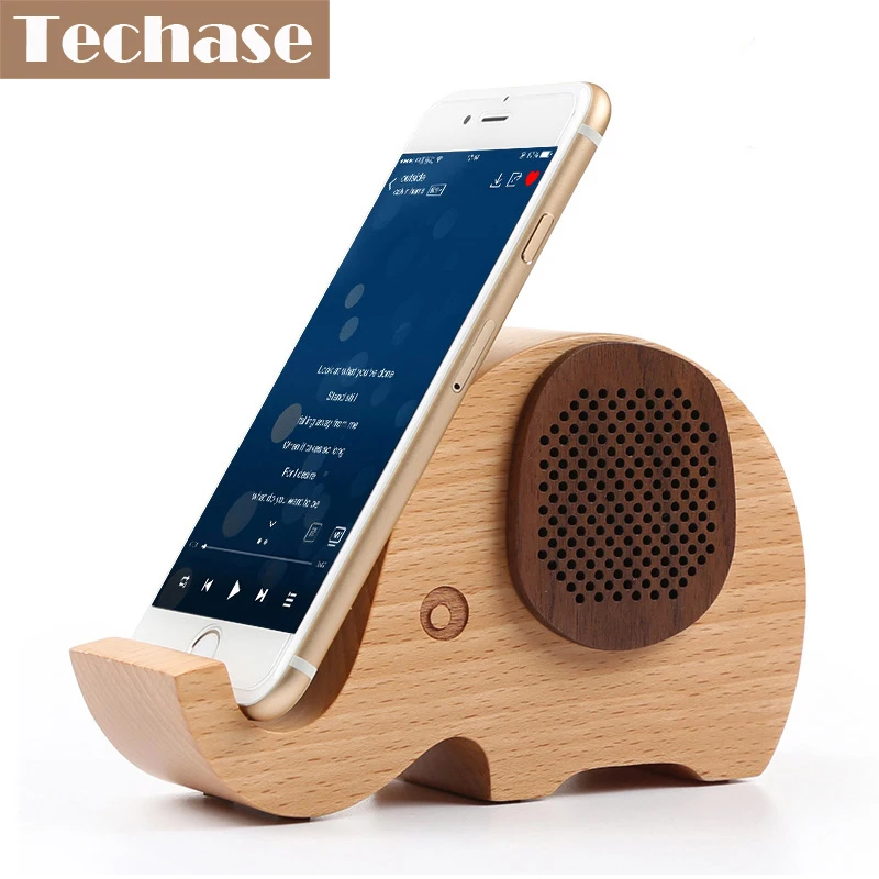 Techase деревянный держатель для мобильного телефона с Bluetooth динамиком животный