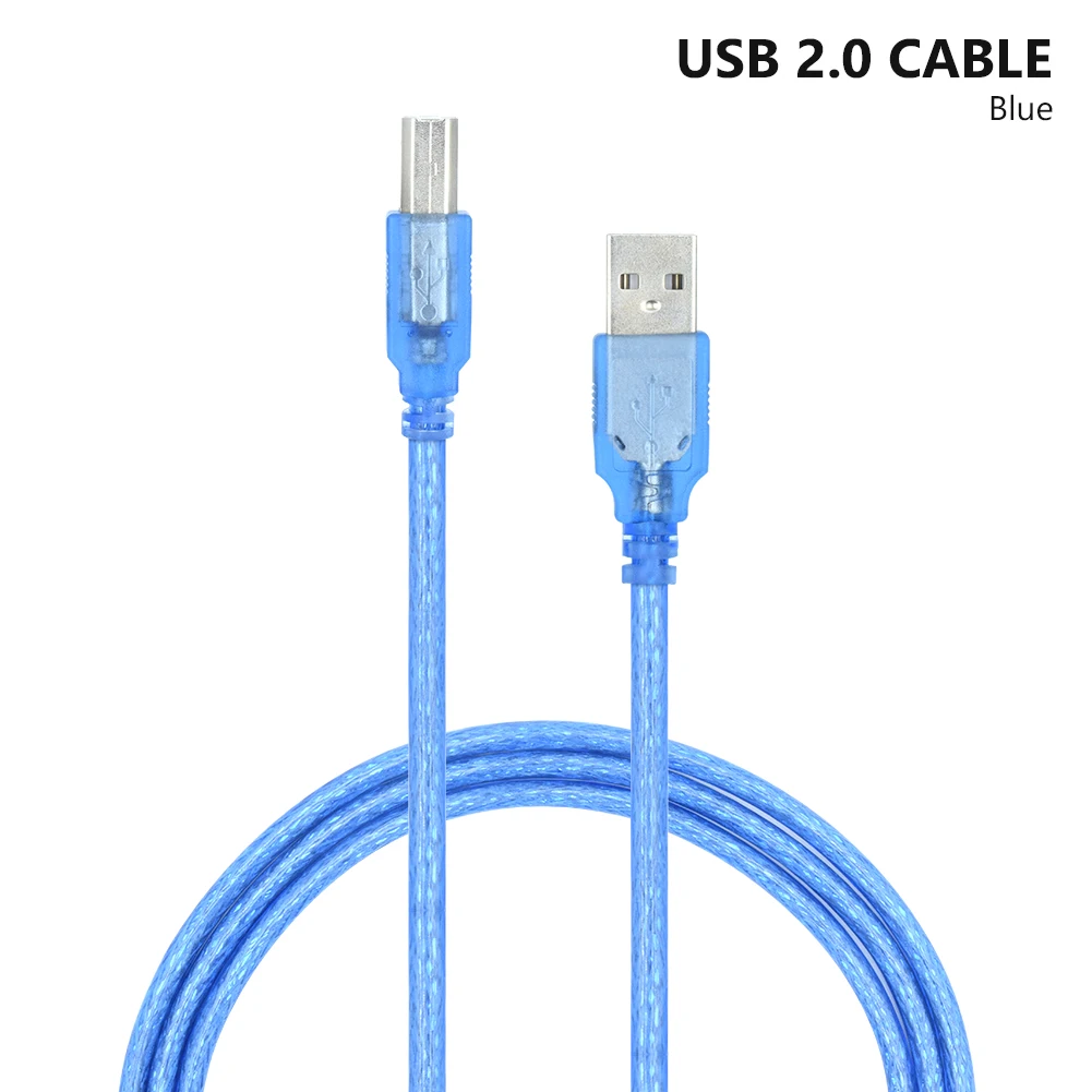 Синий 1 m/1,8 m/3 m/5 m высокоскоростной черный/прозрачный 480Mpbs USB 2,0 кабель для передачи данных для принтера шнур сканера для Xerox Canon HP, Brother Arduino - Цвет: Синий