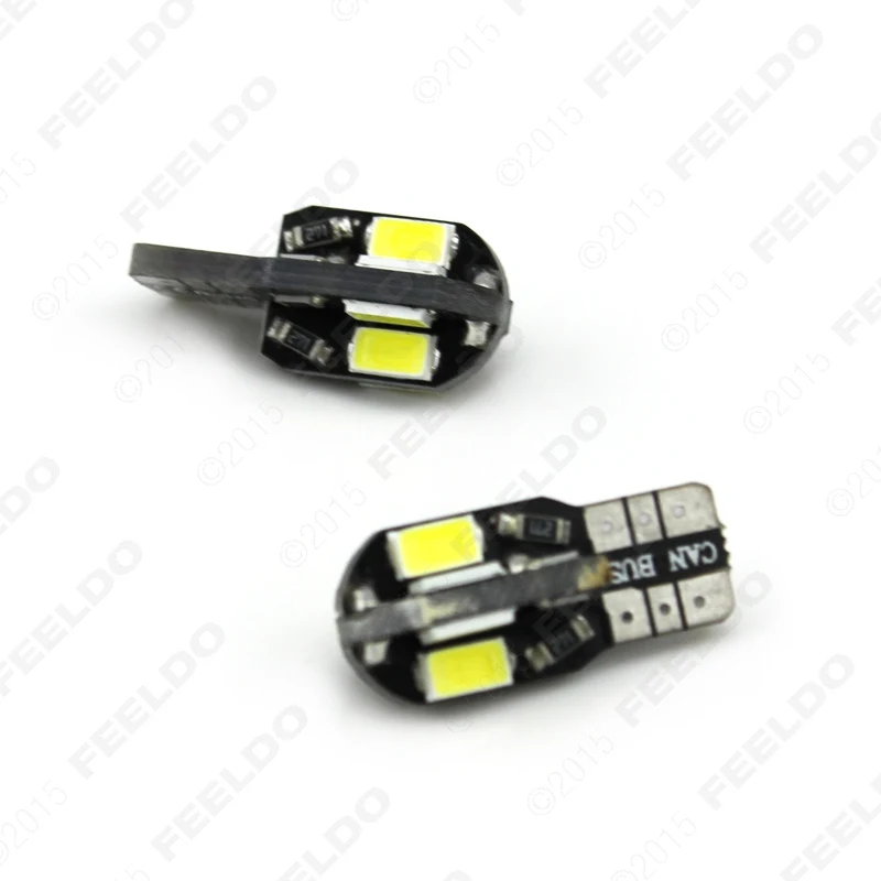 FEELDO 2Pcs T10 8SMD 5630 LED Car Light Canbus No-Error Auto Wedge Lamp 2825 W5W 8 SMD 5730 Led Parking Bulb DC12V #FD-5297 | Автомобили и