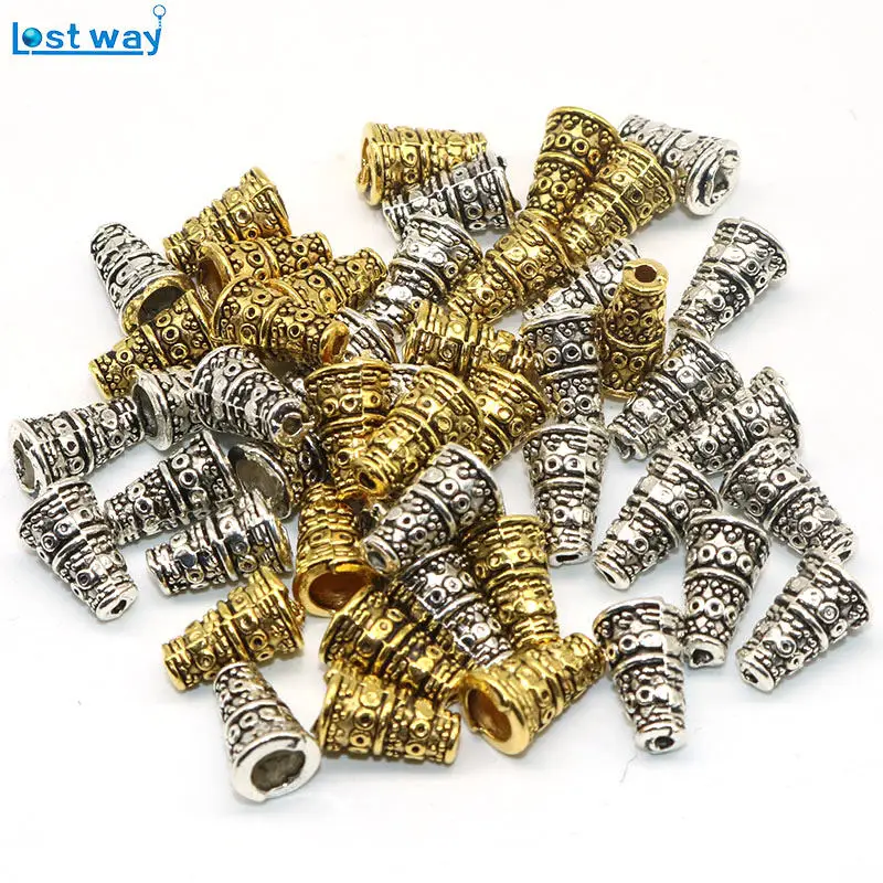 

50pcs/lot 10mm Wholesale Trumpet Petunia Flower Bead Caps Conical End Silver Plated Beads Charms For Jewelry Findings DIY