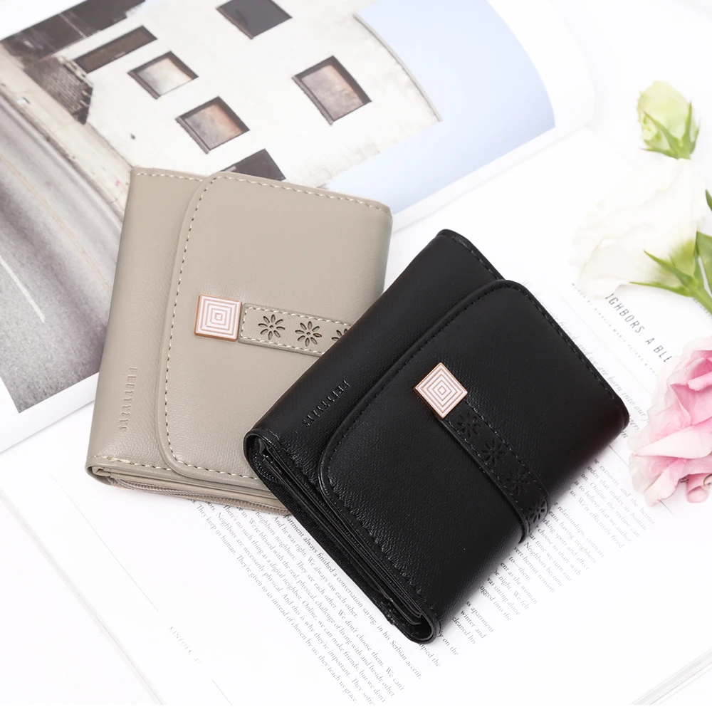 2019 New Fashion Women Wallets Leather Zipper Wallet Women's Short Design Purse Coin Purses Card Holder Clasp Cartera Mujer | Багаж и