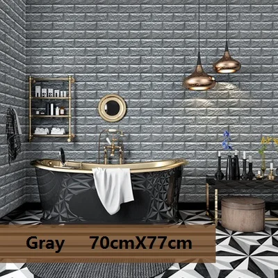 Gray 3D обои Декорации для комнаты стикер белый DIY креативные водонепроницаемые обои звуконепроницаемые столкновения детской контактной бумаги 70 см* 77 см - Цвет: Gray