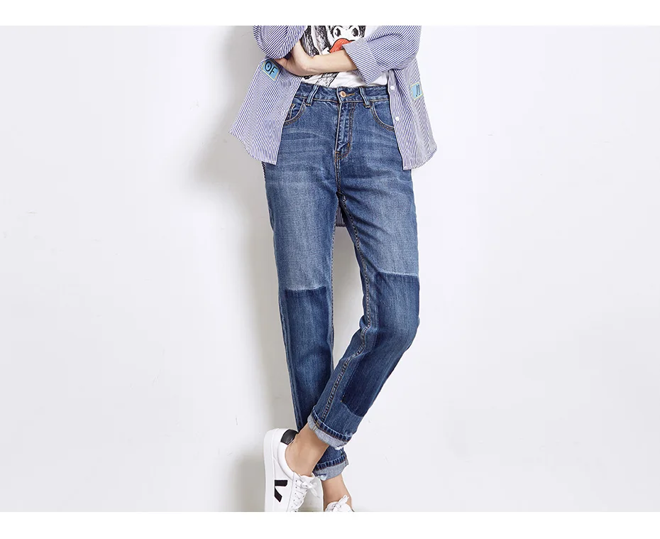 LEIJIJEANS, весна размера плюс, популярные, рваные, Выбеленные, со вставками, Промытые, средняя талия, полная длина, свободные женские джинсы прямого кроя 5996