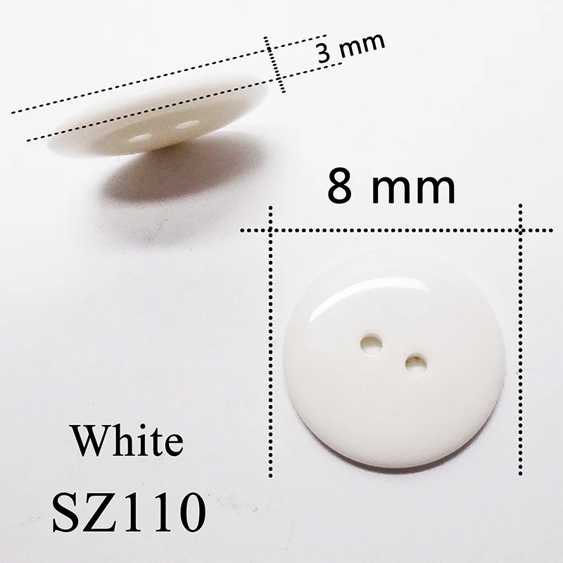 SZ110-8mm 100 шт 8-18 мм глазурь круглые стеклянные прозрачные полимерные пуговицы Белый Черный шитье скрапбукинг для свадьбы женская одежда ручной работы 2 отверстия - Цвет: SZ110-8mm