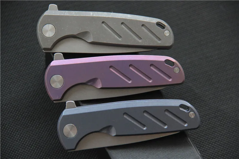 Новые винтажные D2 порошок стали высокой твердости складной нож titanium ручка сплава