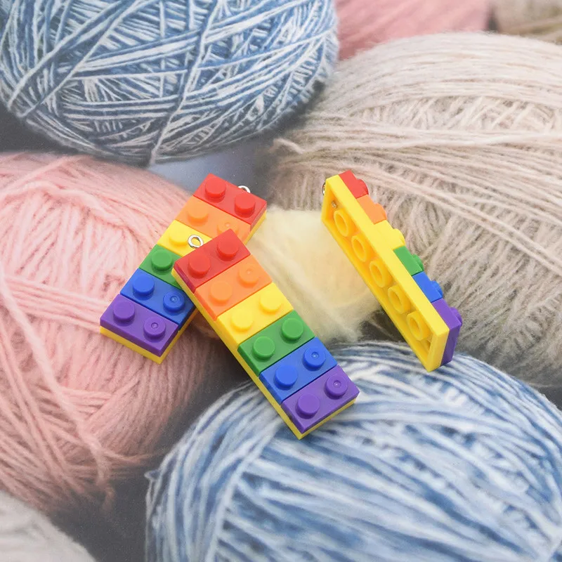 2 шт. Горячие Ручной Работы Радуга строительные блоки ожерелье шармы Подвески хип