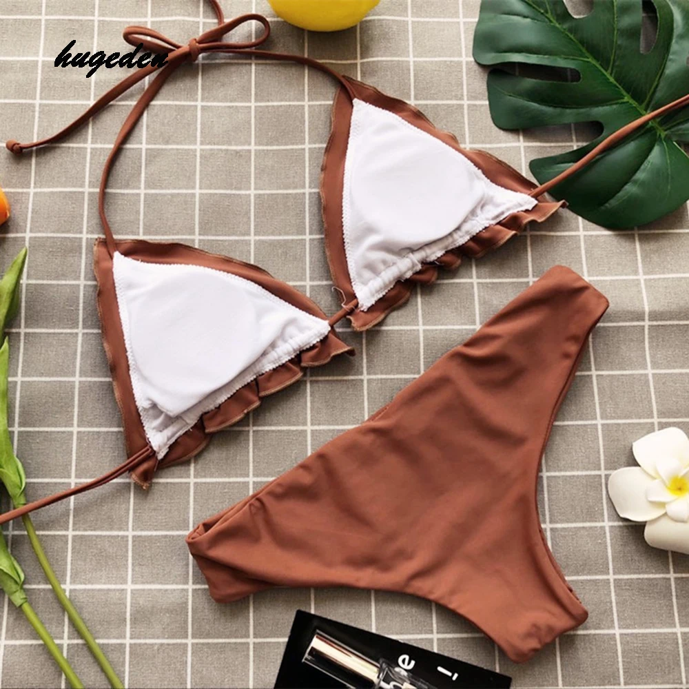 Hugeden Для женщин бикини 2018 пикантные однотонные Цветочный купальник с низкой