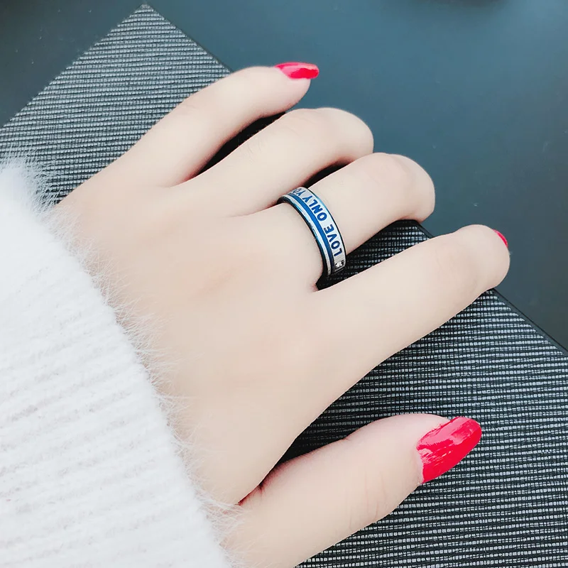 DOTIFI 316L Stainless Steel Rings For Women Blue Love Only You Engagement Wedding Ring Jewelry | Украшения и аксессуары