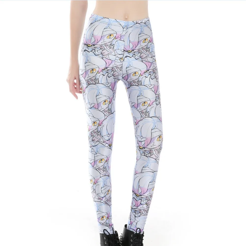 

2017 Women Cartoon Girl Portrait Print Leggings Slim Fit Thin Elastic Polyester Cos Party Pants Casual Trousers Drop Shipping