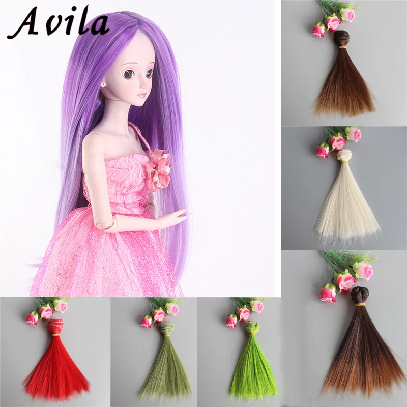 Горячие Diy прямые куклы парик волос 15*100 см синтетические волокна для BJD Тресс