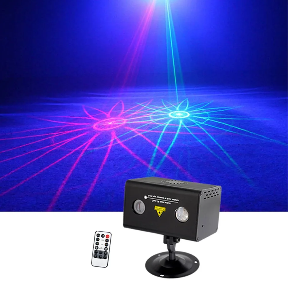 Sharelife Mini  Remote Control 9 Red Green Gobos Mixed RGB LED Aurora DJ Laser Light Home Gig Party Show Stage Lighting LL09RG