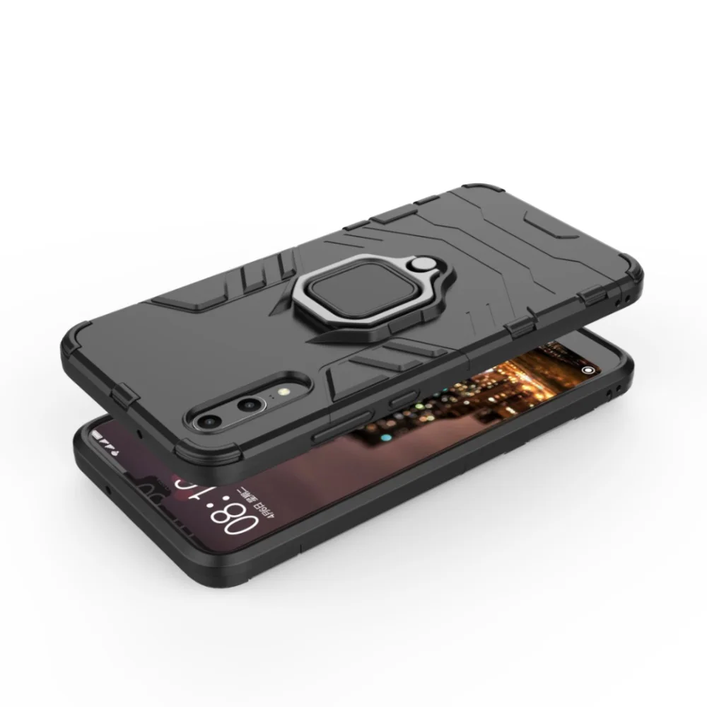 Противоударный защитный чехол для Huawei P20 P30 Lite с подставкой и кольцом-держателем