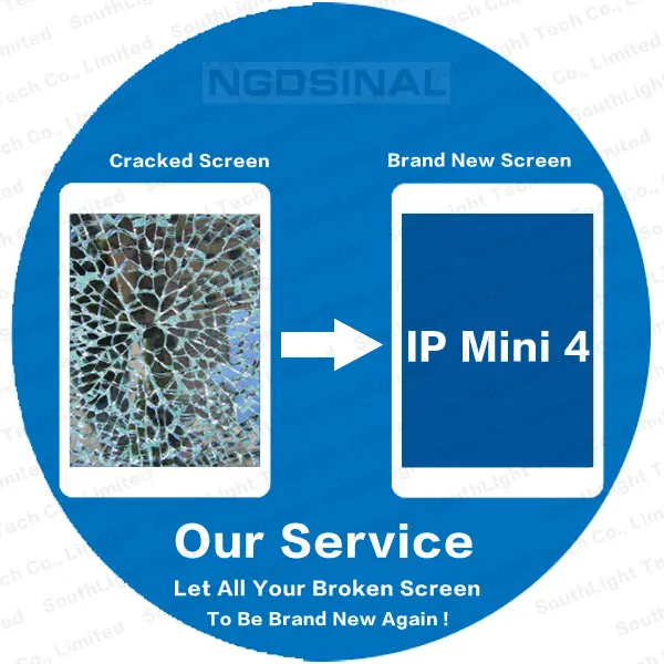 

Professional Repair Service For iPad Mini 4 LCD Screen A1538 A1550 Touch Digitizer Assembly Cracked Broken Glass Renew Refurbish