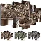 Абстрактный холст Художественная Живопись 5 шт. буддийские настенные картины золотой Будда Плакат Офис Гостиная Декор модульные фотографии