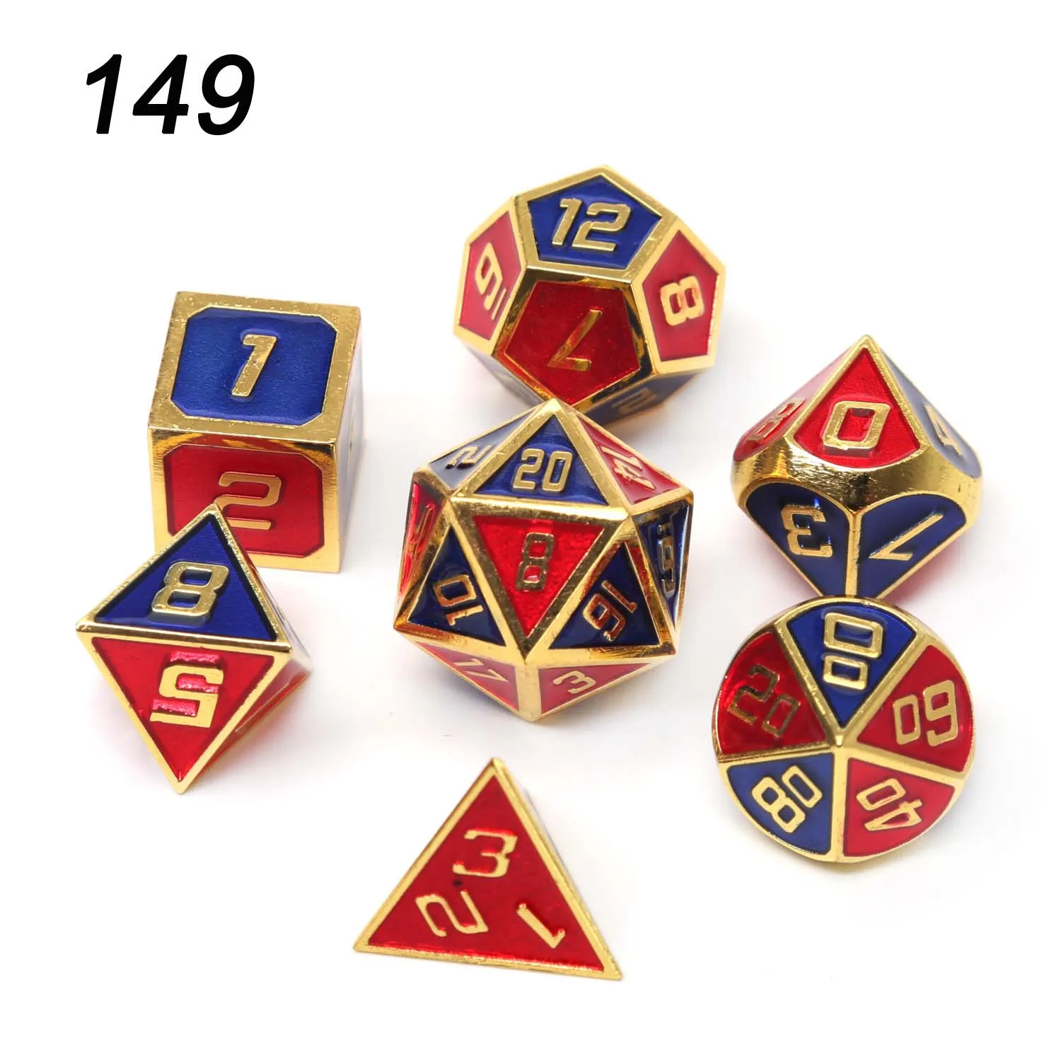 Chengshuo двухцветные металлические игральные кости DND наборы rpg многогранные металлические d& d красные настольные игры цинковый сплав цифровые подземелья и дракон d20 - Цвет: 149
