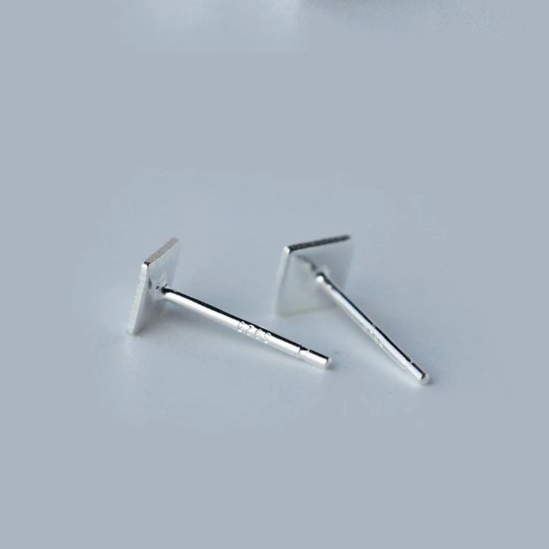 SRCOI простые крошечные квадратные серьги гвоздики из стерлингового серебра 925