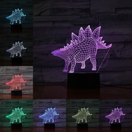 D 3D Dinosaur Lamp Raptor Pterosaur Table Beside Night Light Kid Boy Gift Creative Animal Atmosphere Lighting LED Touch RemoteBase - Испускаемый цвет: D