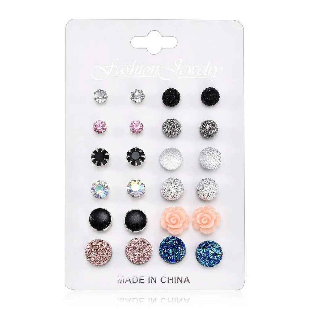 12 пар/компл. мульти Цвет каучуковый цветок розы серьги-гвоздики с очаровательной