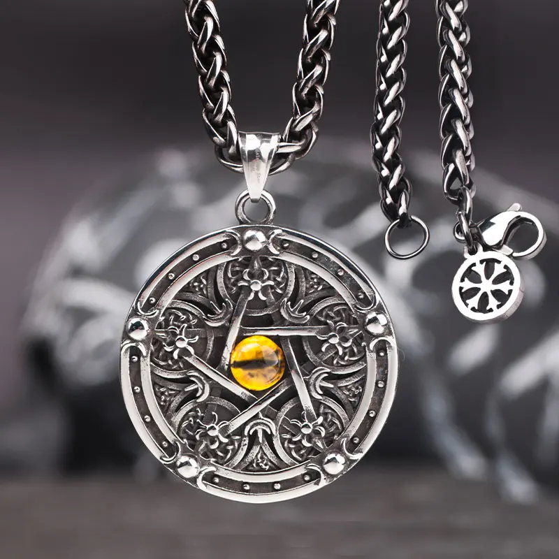 

The Devil of eyes necklace for men Pentagram big pendant Punk vintage style