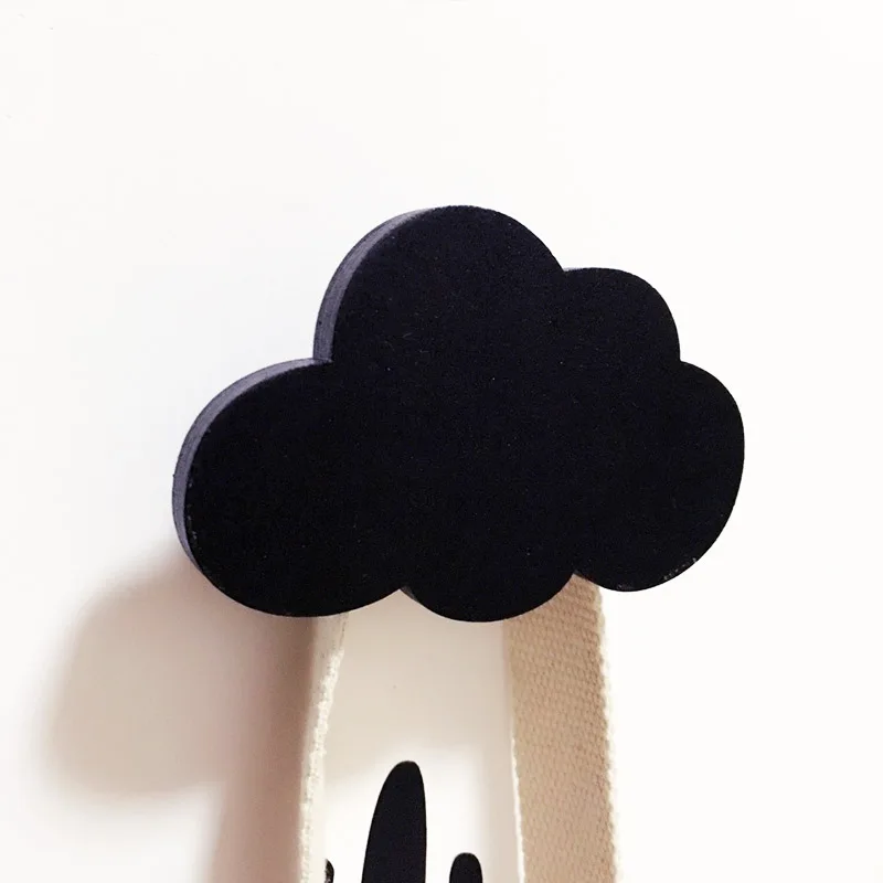 Black Cloud Популярные 1 кролик/борода/Облако настенные крючки DIY деревянная вешалка настенные украшения детская комната поставки - Цвет: Black Cloud