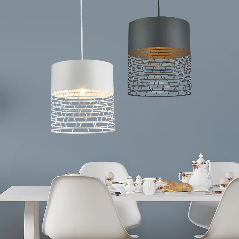 

Современный подвесной светильник в скандинавском стиле, железная лампа с сеткой, 1 налобный светильник для столовой, кухни, висячий светиль...
