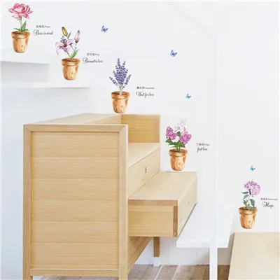 % Горшок для комнатных цветов бабочки пейзаж животных DIY настенные наклейки