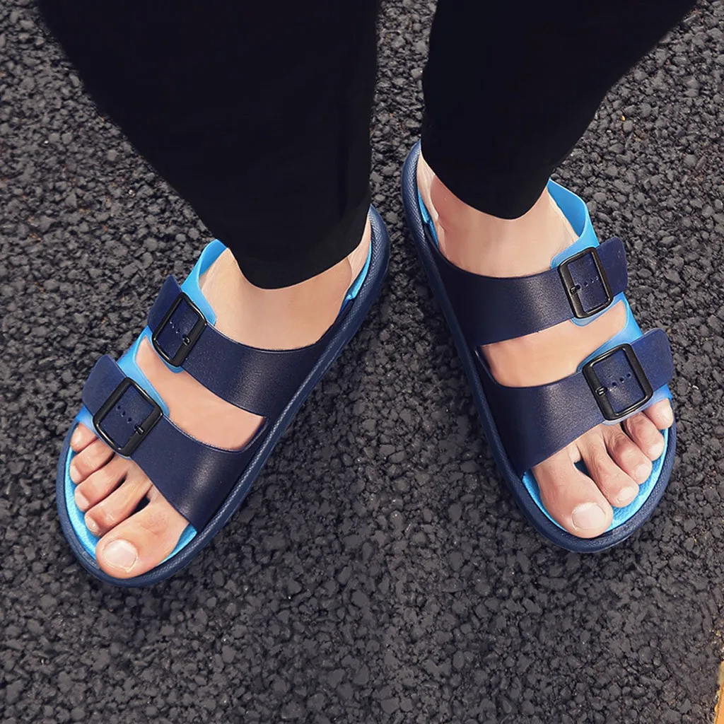 Мужские летние сандалии на плоской подошве Дышащие повседневные Нескользящие