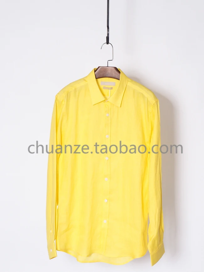 2017 New Men clothing Bigbang Hair Stylist British Fashion street yellow Linen shirt Plus size singer costumes | Мужская одежда