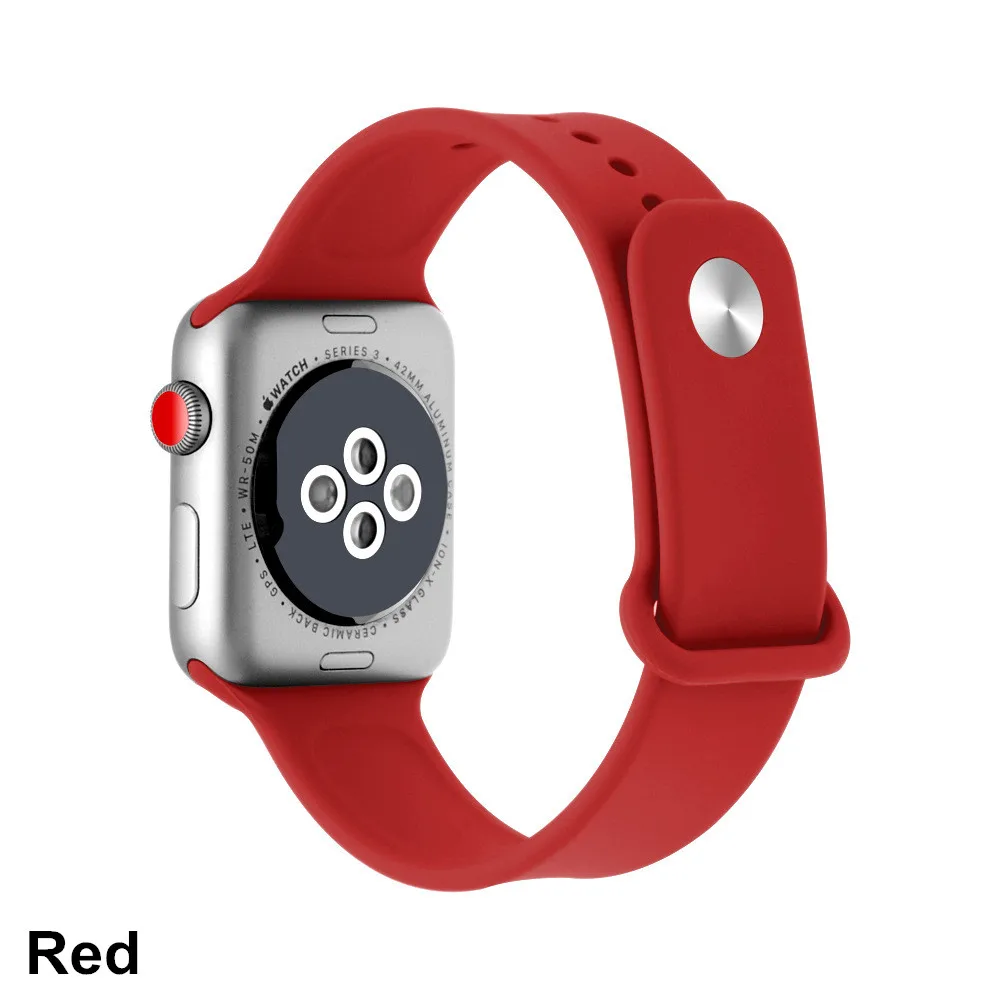 red Ремешок для iWatch 38 мм 4 44 мм серия 4 3 2 1 ремешок силиконовый браслет для Apple Watch 42 мм 40 мм силиконовые женские ремни - Цвет ремешка: red