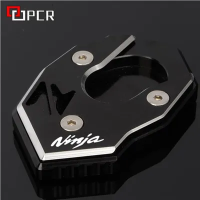Black Мотоциклетная боковая подставка пластина удлинитель подставки для KAWASAKI NINJA 250 300 650 1000 ER6F ER4F ZX6R ZX10R - Color: Black