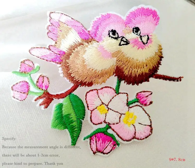 2 заплаты вышивки птица Цветы для аппликация на одежду значки стикер шить патч