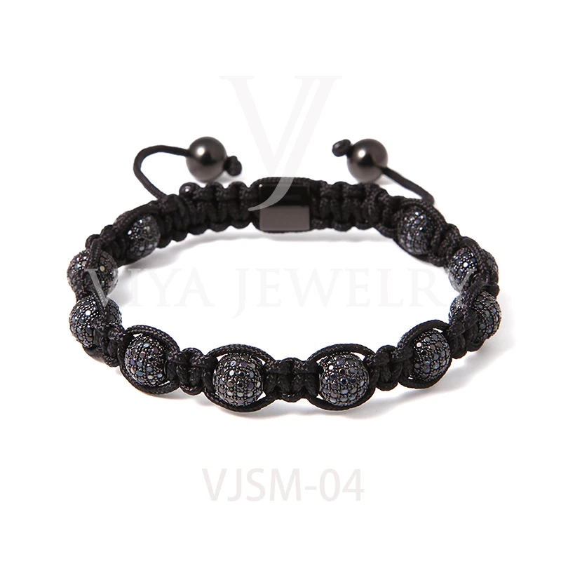 Индивидуальный роскошный брендовый мужской черный браслет макраме с бусинами