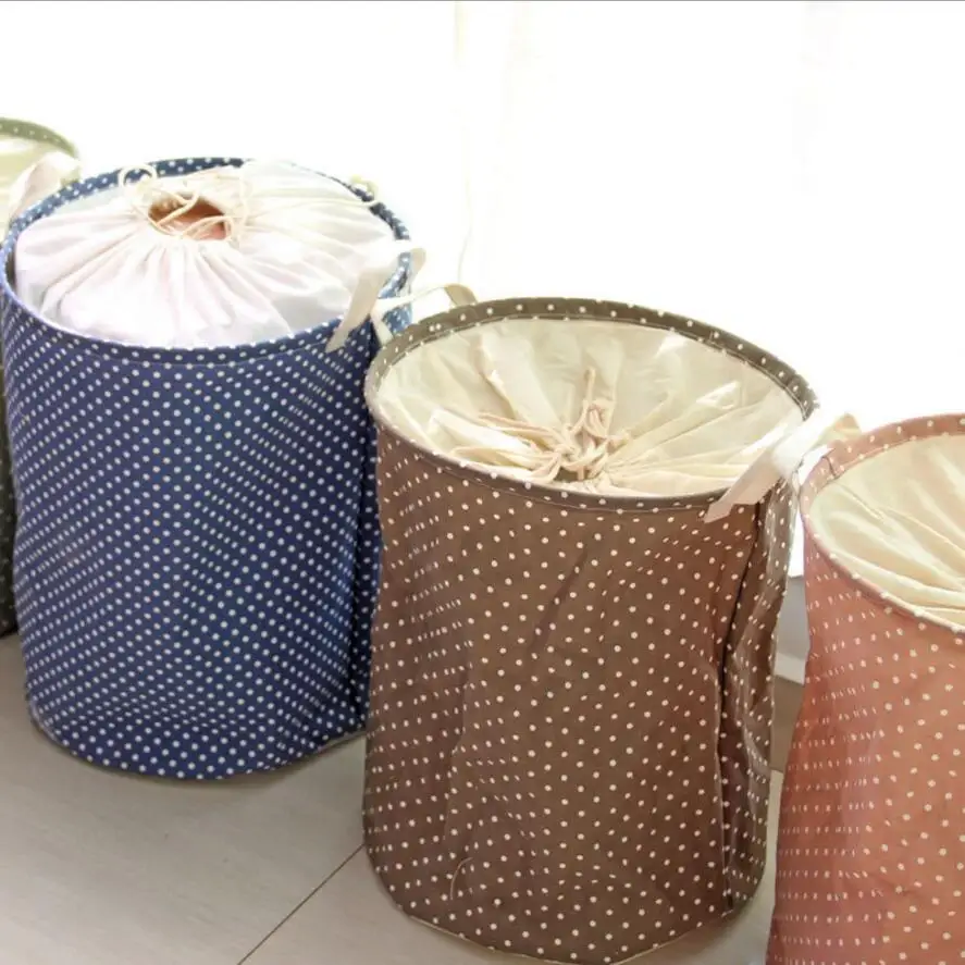 

Retro Dots Large Laundry Hamper fold waterproof of Clothes Storage Baskets Home clothes barrel Bags kids toy Storage barrels