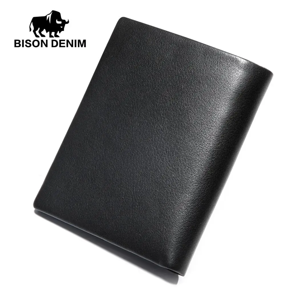 BISON DENIM новинка мужской кошелек из коровьей кожи с отделением для карт денег