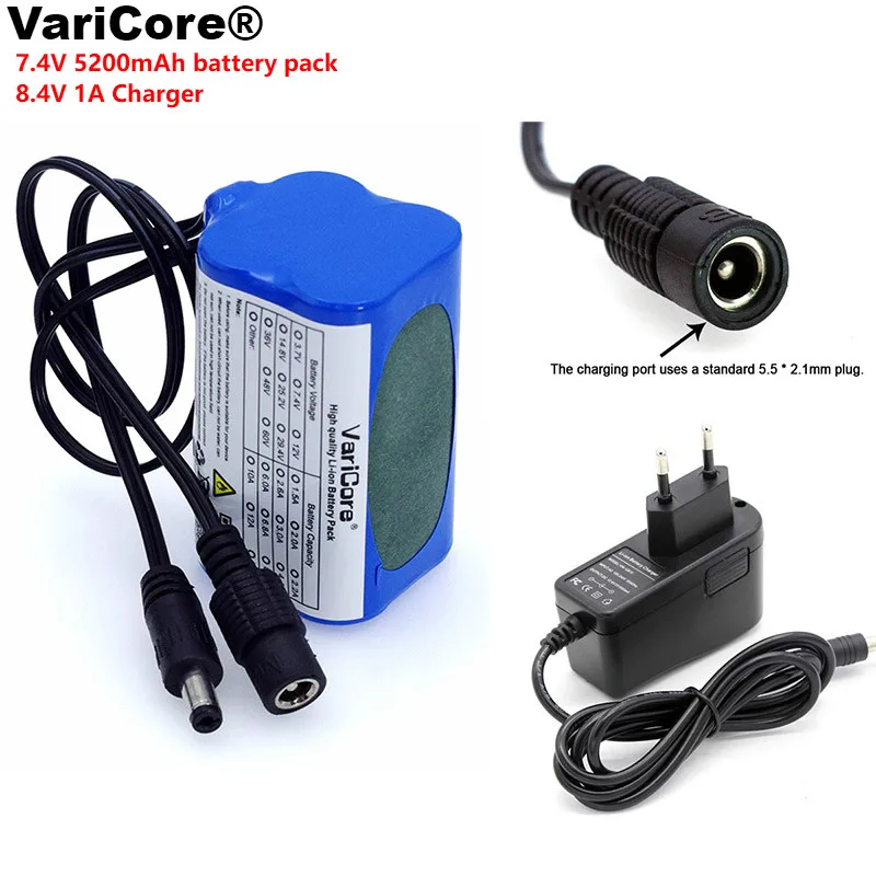 VariCore защита 7 4 В 5200 мА/ч 8 в 18650 литий ионный аккумулятор велосипедные фонари