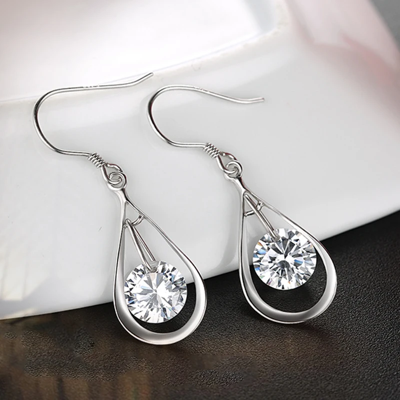 Серьги женские из серебра 925 пробы с натуральным австрийским кристаллом|jewelry