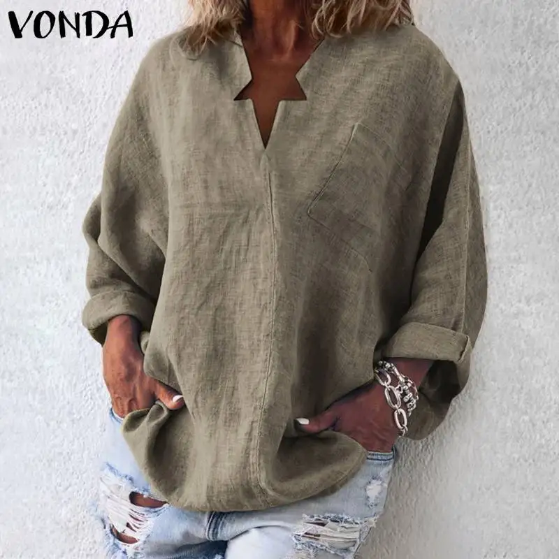 VONDA, женская блузка, рубашка, осень, повседневная, для беременных, Blusas, топы, сексуальный, v-образный вырез, полный рукав, размера плюс, для беременных, топы, блузки, Femme