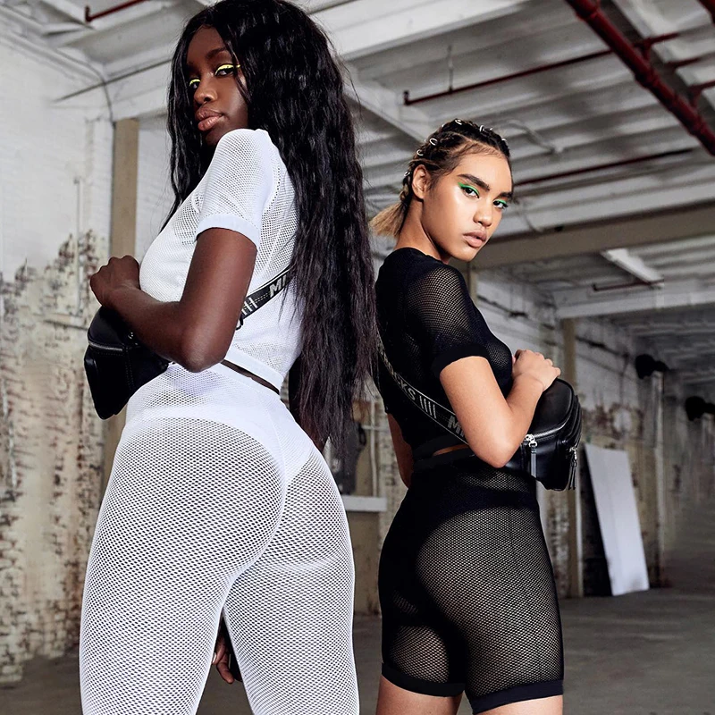 Сетчатые шорты в сеточку комплект для женщин из 2 предметов прозрачный топ