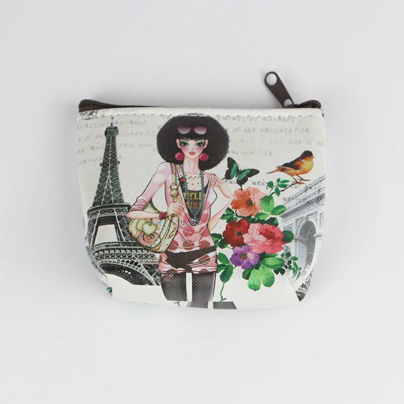 6 Hot Retro Paris Coin Purses Women Mini Wallets PVC Baby Girl Change Purse Children Zipper Pouch Card Coins Holders Clutch - Цвет: 6