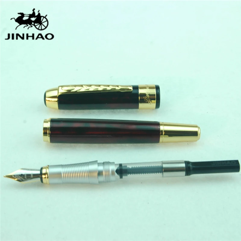 1 шт./лот Jinhao 250 фонтиан ручки красный золото клип Caneta papelaria чернилами Канцелярские