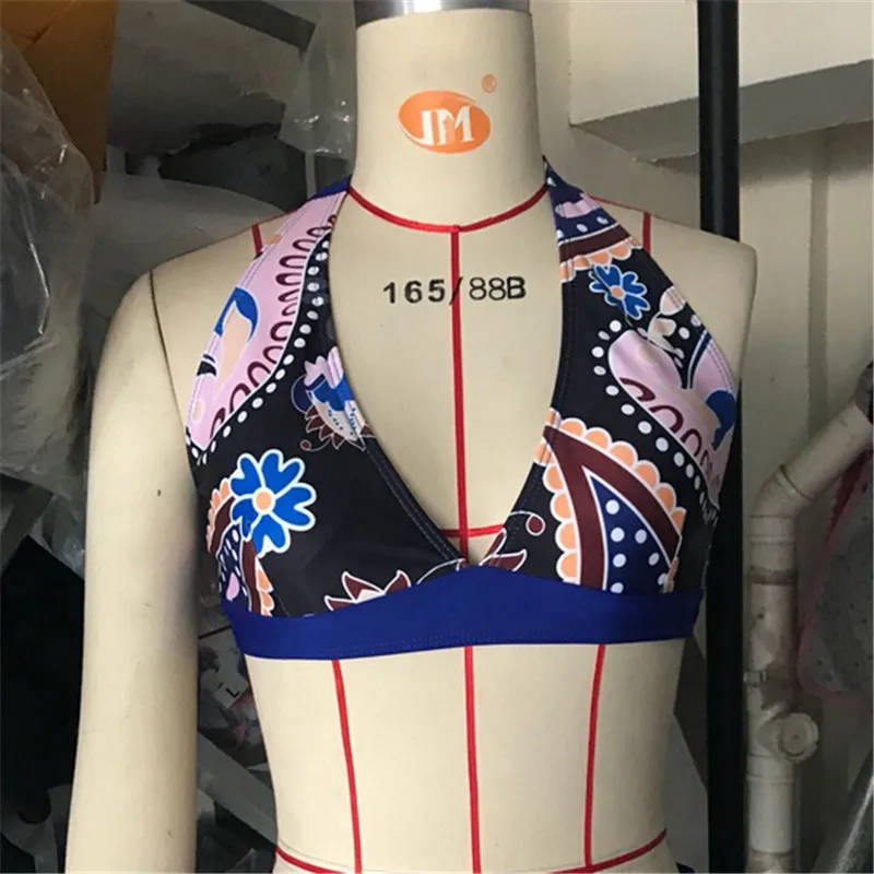 Женский цветочный комплект бикини летний женский купальный костюм с принтом и