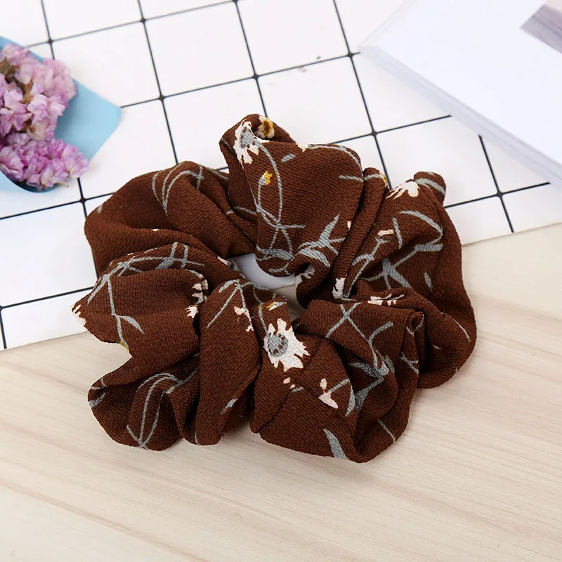Style 1-Coffee 1 шт., винтажные резинки для волос, женские растягивающиеся шифоновые резинки для волос, женские эластичные резинки для волос, головные уборы для девочек, цветочные резинки для волос, Прямая поставка - Цвет: Style 1-Coffee