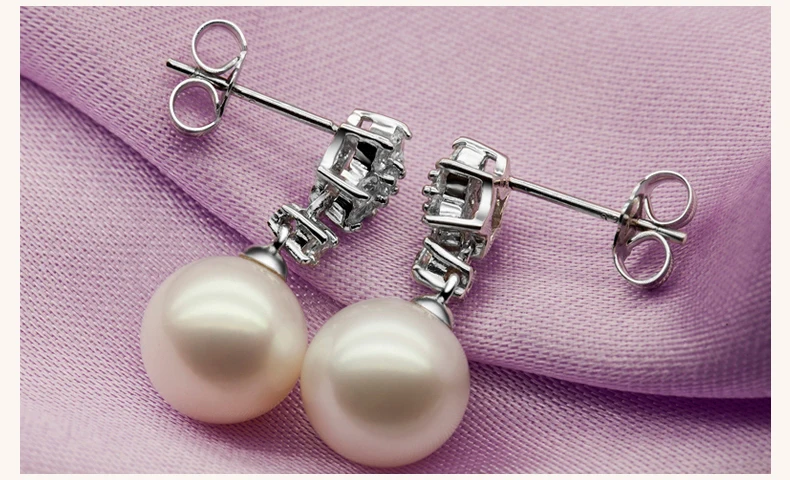 Перл Уха Коты 925 Серебряные Серьги Свадебные Для Партии Модный Серьга 8 9 мм
