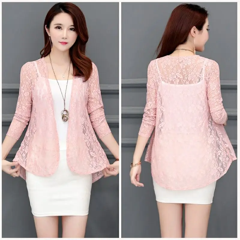 Женская кружевная шаль тонкий кардиган с длинным рукавом Солнцезащитная одежда