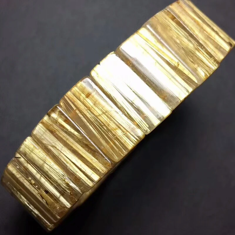 Браслет из настоящего натурального золота с рутилированным кварцевым