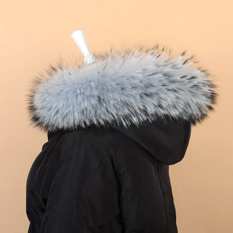 Воротник NGSG из натурального меха енота серый 80 см женский меховой воротник шарф