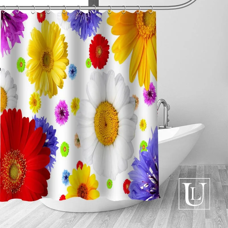 

Custom Gerberas Closeup Curtain Fabric Modern Shower Curtain bathroom beautiful Curtains Bath decor Polyester Cloth Waterproof