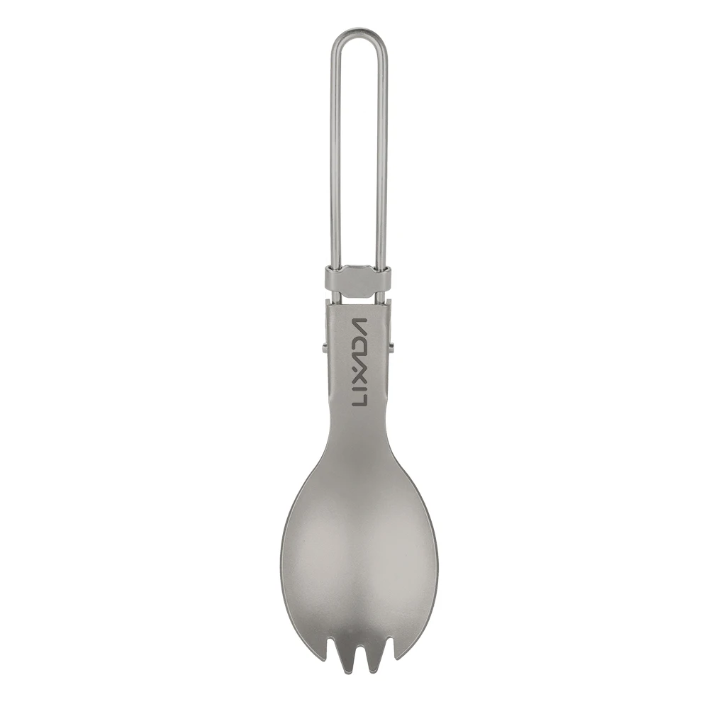 Lixada Кемпинг Пикник титана Складная ложка-вилка легкий открытый ужин Spork Столовые приборы для путешествий Кемпинг альпинизмом